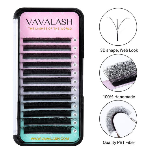 Eyelash Extensions W Shaped 3D Mega Volume Lashes Manual Fan 0.05mm L Curl 8-13mm Mix Tray Classic Matte Black MQZONE Faux Mink False Lash