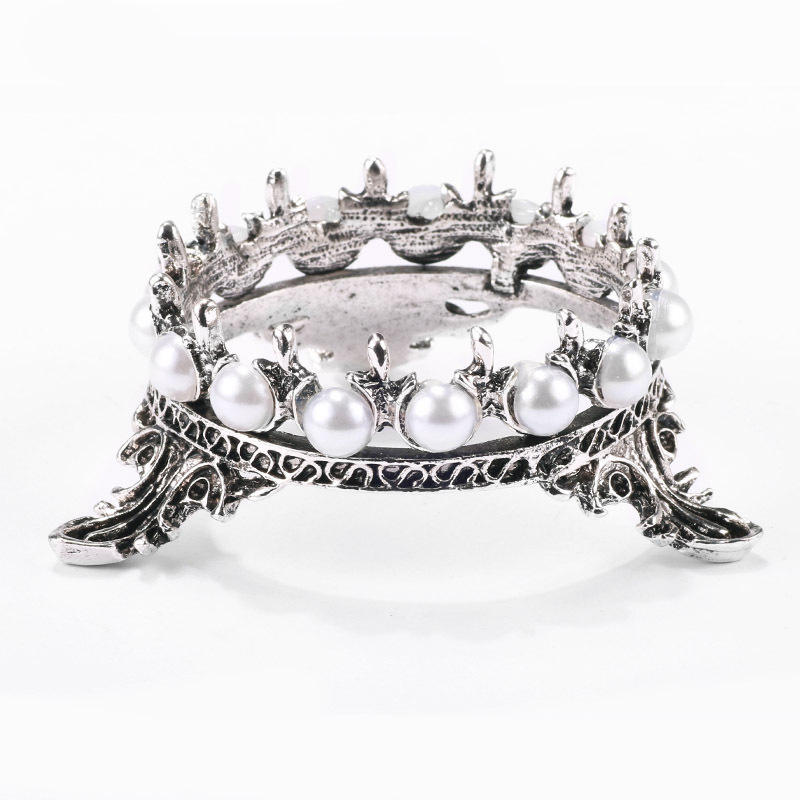 Crown Shape Nail Brush Holder Stand With Pearl