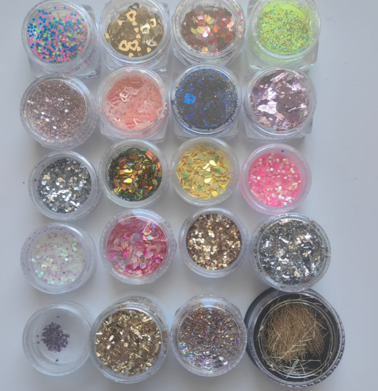 20 Boxes Mixed Nail Art Gem Decoration Accessories MQZONE Ultra-Thin Aluminum Foil Translucent Paillettes Gold Dried Flowers Nail Glitter Powder