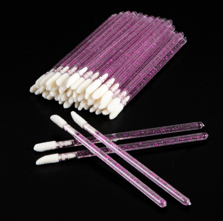 100 Pcs Glitter Crystal Lip Brush, Disposable Brushes Lip Gloss Applicators  Makeup Beauty Tool