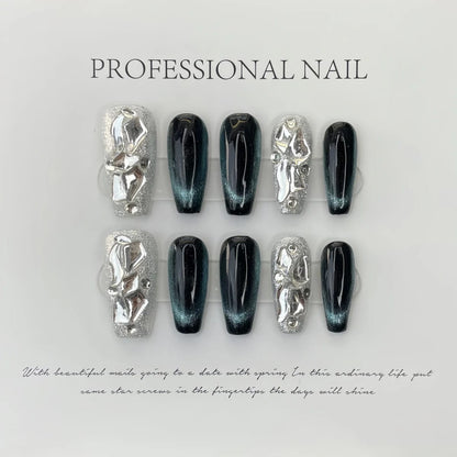 Metallic Trend Long press on nails