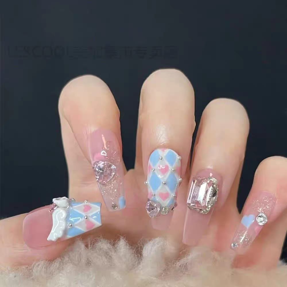 Sweet Princess Angel Wing Long press on nails