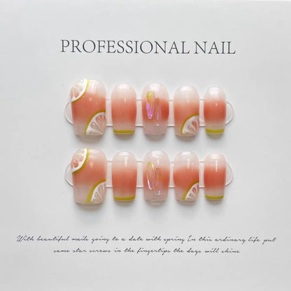 Lemon Moon Long press on nails