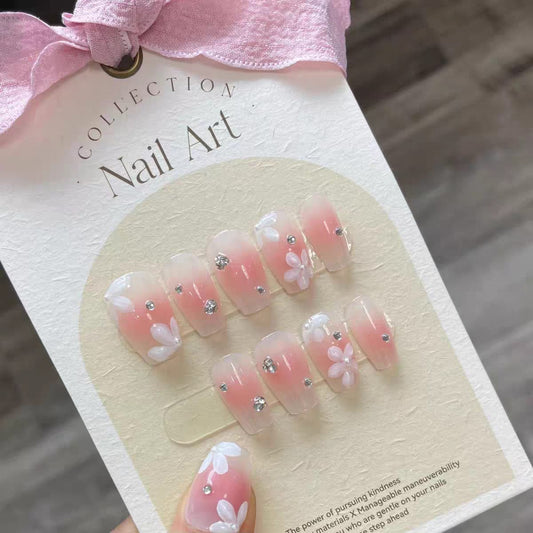 Pearls Long press on nails