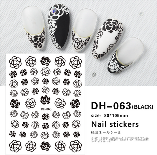 DH-063 Black Nail Art Sticker