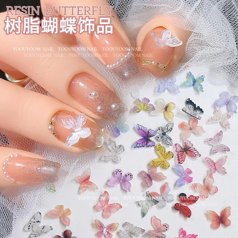 3D Nail Art Resin Butterfly Charms Rhinestones